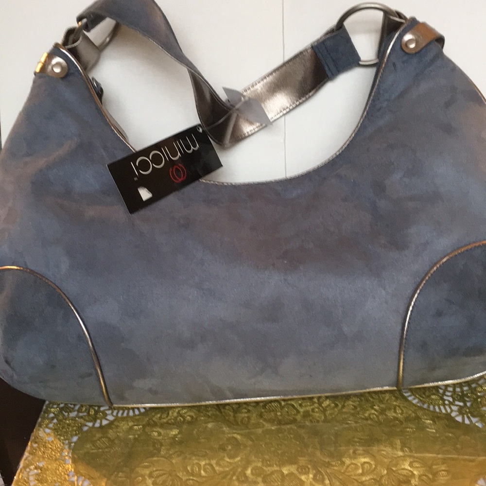 NWT Minicci Blue Plush Fabric Bag - Picture 4 of 5